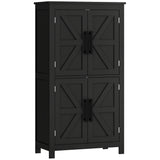 Farmhouse Bathroom Storage Cabinet, Bathroom Floor Cabinet with Barn Doors and Adjustable Shelf