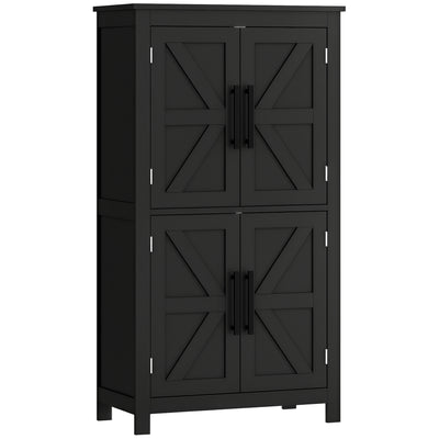 Farmhouse Bathroom Storage Cabinet, Bathroom Floor Cabinet with Barn Doors and Adjustable Shelf