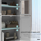 Modern Sideboard Cabinet, Freestanding Sideboards and Buffets with Glass Doors, 4-tier Shelving and Adjustable Shelves