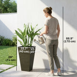 Tall Planter for Outdoor Plants Set of 3, 28 Inch Taper Planter with Drainage Holes