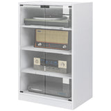 Meuble support AV 5 étages avec portes vitrées à ouverture tactile, armoire de rangement audio-vidéo avec étagères ajustables pour lecteurs DVD