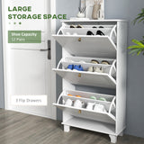 Narrow Shoe Storage with 3 Flip Drawers and Adjustable Shelves, Shoe Cabinet Organizer for 12 Pairs of Shoes
