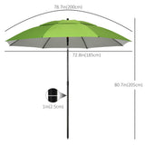 6.6ft Arched Beach Umbrella, Angle Adjustable Patio Umbrella with Steel Frame