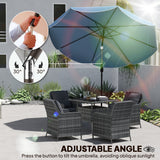 9' x 9' Round Market Umbrella with Valance, Patio Umbrella with Tilt and Crank