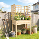 Wooden Raised Garden Bed with 3 Trellises