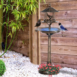 3-in-1 Garden Bird Bath Bowl Pedastal with Bird Feeder, Large Water Basin