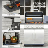 4+1 Burner Liquid Propane Gas Grill Outdoor Portable BBQ with Side Burner, Warming Rack, Side Shelf, Storage Cabinet, 4 Wheels