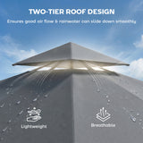 Patio Gazebo with Double Roof Outdoor Gazebo Canopy with Extendable Shade 10.5′ x 10.5′
