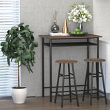 3 Piece Counter Height Bar Table Set with 1 Table, 2 Matching Stools, Dining Table Set with Storage Shelf and Metal Frame Footrest