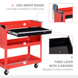 Tool Cart on Wheels, Ball Bearing Drawer, Storage Trays for Garage