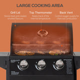 Outdoor 3 Burner Gas Grill Portable Barbecue w/ Wheels, Warming Rack, Shelves, Cabinet
