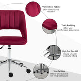 Mid Back Office Chair Velvet Fabric Swivel Scallop Shape Computer Desk Chair