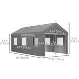 10' x 20' Carport, Heavy Duty Portable Garage with 6 Mesh Windows and 2 Doors