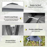 12' x 12' Foldable Pop-up Party Tent Instant Canopy Sun Shade Gazebo Shelter with Steel Frame