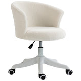 Armless Office Chair, Fluffy Computer Desk Chair with Adjustable Height, Swivel Wheels, Mid Back