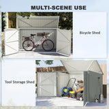 7.6 x 3.4ft Outdoor Storage Shed, 3 Garbage Bin Shed Organizer with Lockable Double Doors