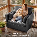 Accent Chair, PU Leather Armchair with Wide Seat, 2 Pillows