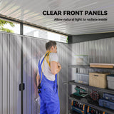 9' x 6.5' Outdoor Metal Garden Shed Utility Tool Storage Steel Backyard