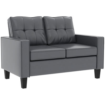Causeuse en similicuir de 51 pouces, canapé double rembourré avec accoudoirs, ressorts ensachés et coussin rembourré en éponge pour salon