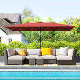 Double-Sided Patio Umbrella Parasol with Tilt, Adjustable Height, Vents and 12 Ribs