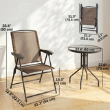 Folding Outdoor Bistro Set, Patio Table and Chairs with Reclining Backrest and Round Dining Table