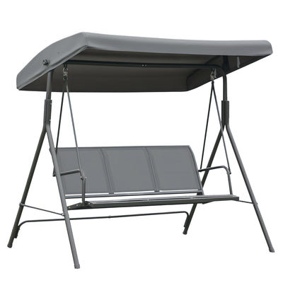 3-Seater Swing Chair Covered Garden Hammock A-Frame Outdoor Porch Glider Sling Seat with Adjustable Canopy Cover