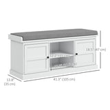 Shoe Storage Bench with Cushioned Seat, Entryway Bench Seat with 2 Cabinets and Adjustable Shelf for Hallway