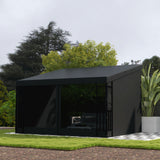 10' x 13' Wall Pergola, Outdoor Gazebo with 2 Curtains and 2 Nettings
