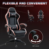 Computer Gaming Chair, PU Leather Office Desk Chair with Footrest, Swivel Wheels, 135° Reclining Back