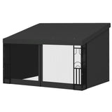 10' x 13' Wall Pergola, Outdoor Gazebo with 2 Curtains and 2 Nettings