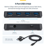 StarTech.com 4-Port USB-A Hub, 5Gbps, Self-Powered, 2-in-1 USB-C and U
