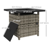 Outdoor PE Rattan Propane Fire Pit Table, 50, 000 BTU Pulse-Ignition Wicker Fire Table