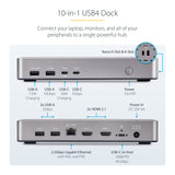 StarTech.com Dual-Monitor USB4 Docking Station, Dual 4K 120Hz or Singl