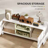 TV Stand for up to 55 Inch TV, Nordic Entertainment Center with 2 Cabinets and 2 Open Shelves for Living Room