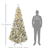 7.5ft Artificial Prelit Christmas Tree with Warm White LED Light, Metal Base
