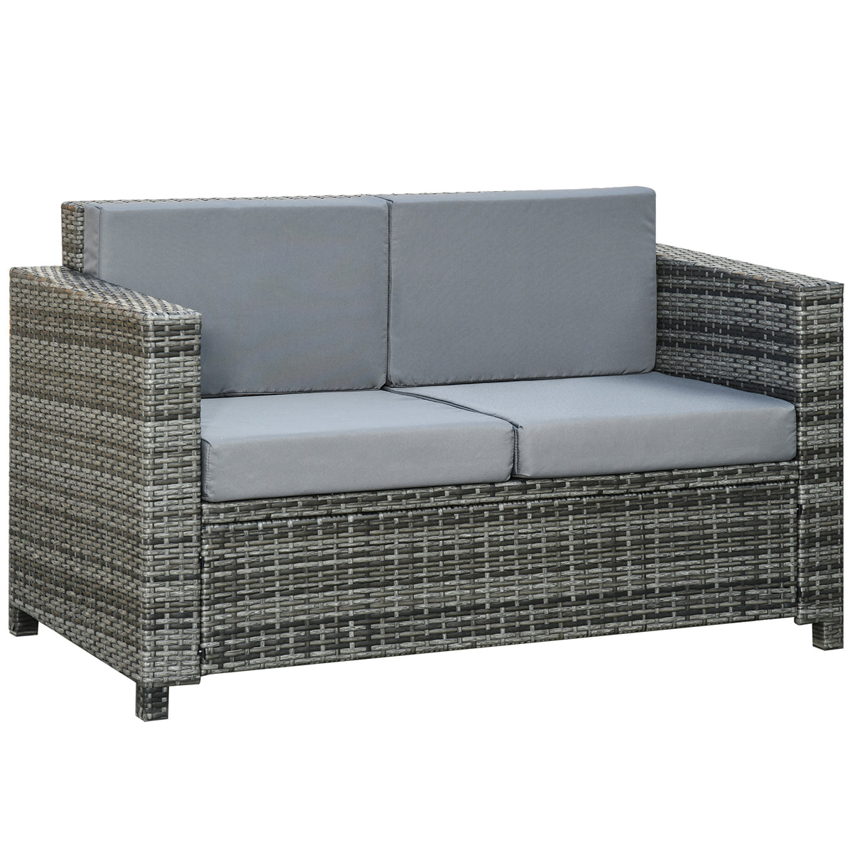 Causeuse de Patio 2 Places, Chaise Canapé Rotin Luxe d'Extérieur, Meuble de Jardin Rotin Tous Temps avec Coussin pour Balcon
