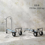 4-Wheel/2-Wheel Cargo Cart, 2-in-1 Folding Hand Truck with Aluminum Alloy Frame and Steel Handle