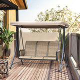 3 Person Outdoor Porch Swing Chair with Adjustable Canopy