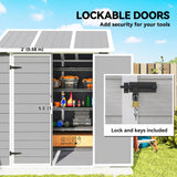 6' x 6' Resin Outdoor Storage Shed with Floor, Lockable Doors and Vents for Backyard Patio Lawn