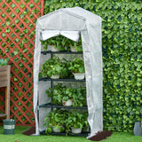 Portable Greenhouse Outdoor Hot House with 4 Tier Shelves, Steel Frame, 28