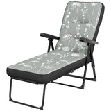 Outdoor Lounge Chair with Padded Cushion, Folding Reclining Patio Garden Chair with Recline Back, Footrest
