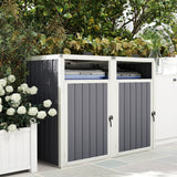 Double Garbage Bin Shed, Lockable Outdoor Storage Shed with Openable Lid, Galvanized Frame for Garden Patio