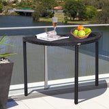 Table d'appoint demi-ronde table à café en rotin PE avec cadre métallique pour patio