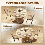 Extendable Dining Table, Round to Oval Convertible Kitchen Table with Storage Shelf for Dining Room