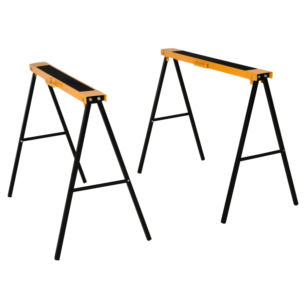 2PCS Saw Horse Twin Pack Folding Workbench Metal Trestle Stands with Non-slip EVA Surface Orange