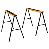 2PCS Saw Horse Twin Pack Folding Workbench Metal Trestle Stands with Non-slip EVA Surface Orange