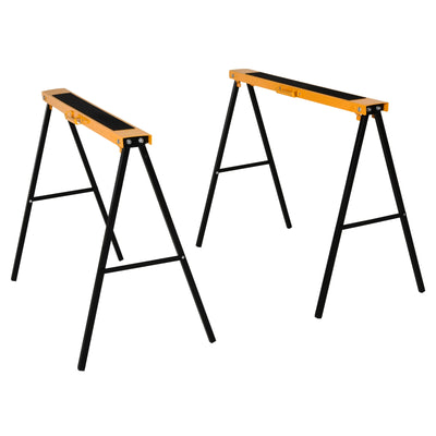 2PCS Saw Horse Twin Pack Folding Workbench Metal Trestle Stands with Non-slip EVA Surface Orange