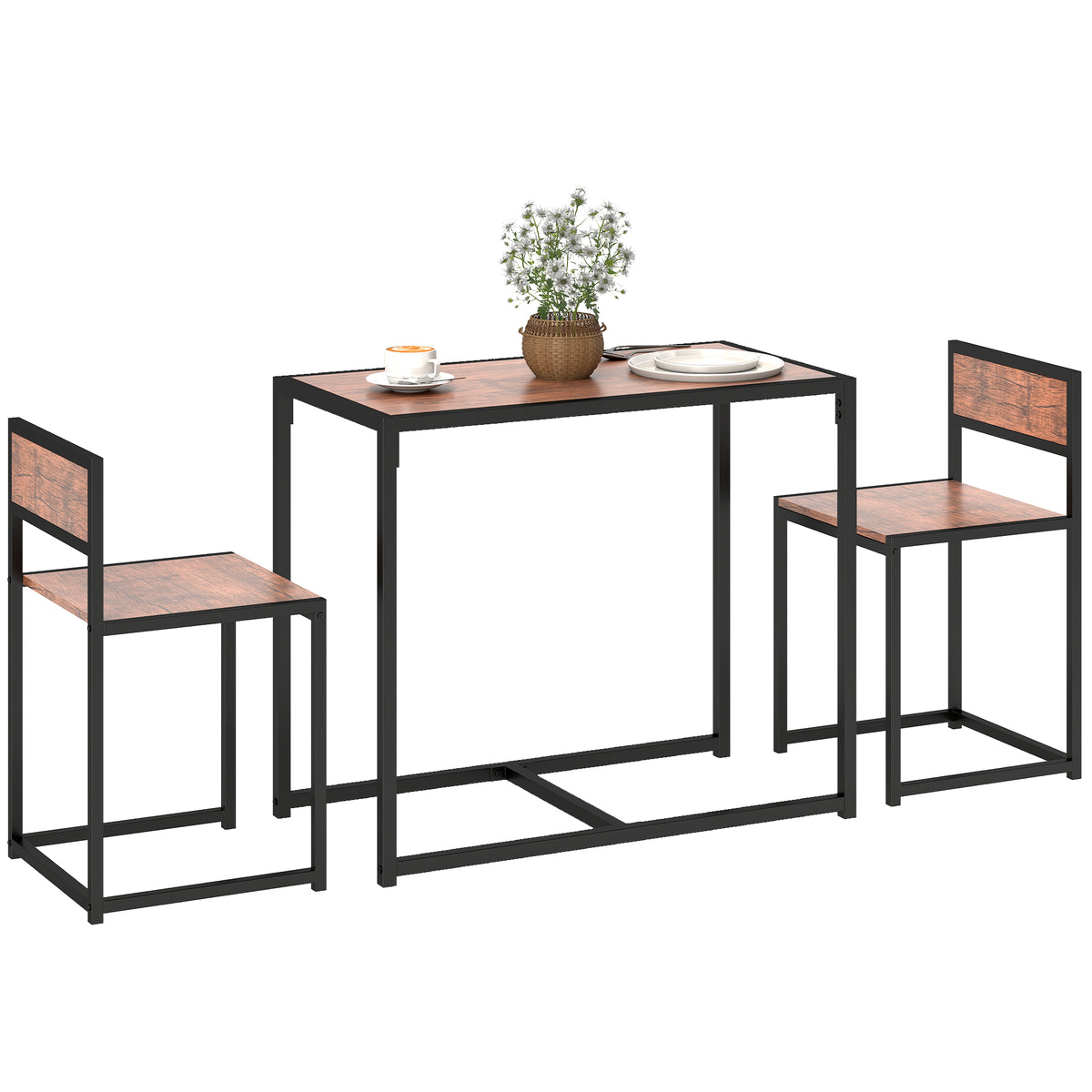 Ensemble Table et Chaises de Salle à Manger, Style Industriel, pour 2 Personnes, pour Petits Espaces