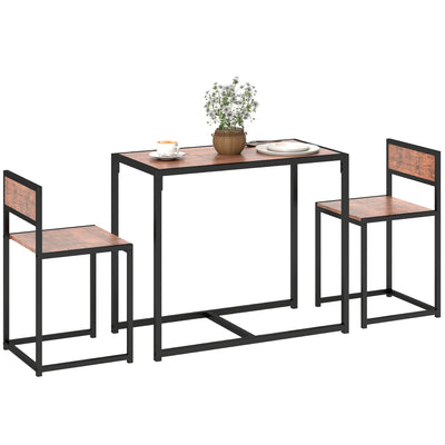 Dining Table Set, Industrial Dining Set for 2, Kitchen Table and Chairs for Small Space