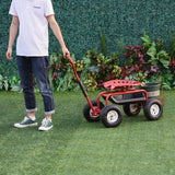 Garden Scooter, Rolling Cart with Swivel and Adjustable Seat, Tool Tray